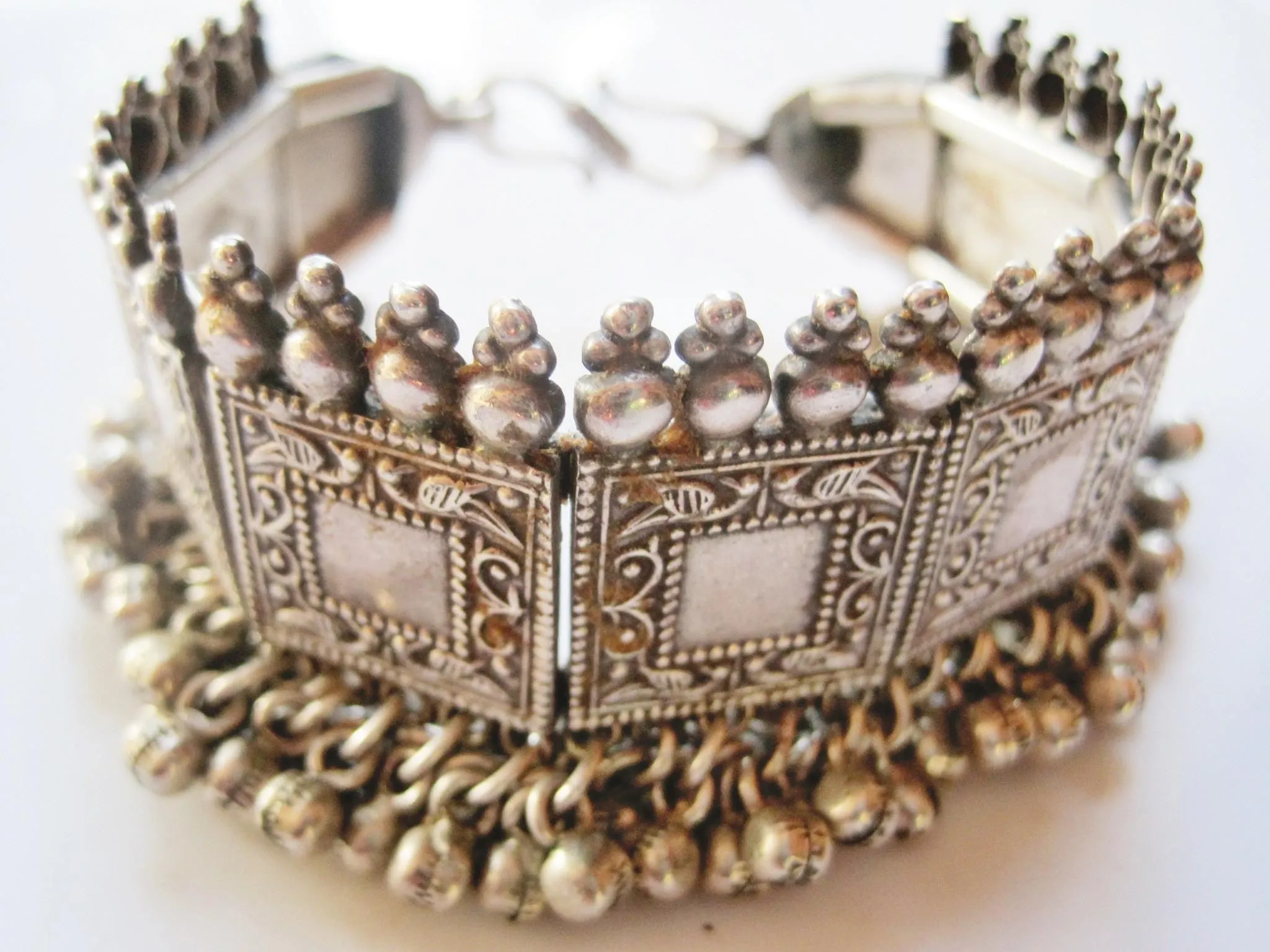 Vintage Silver Arm Indian Bracelet or Bazuband from Rajsathan