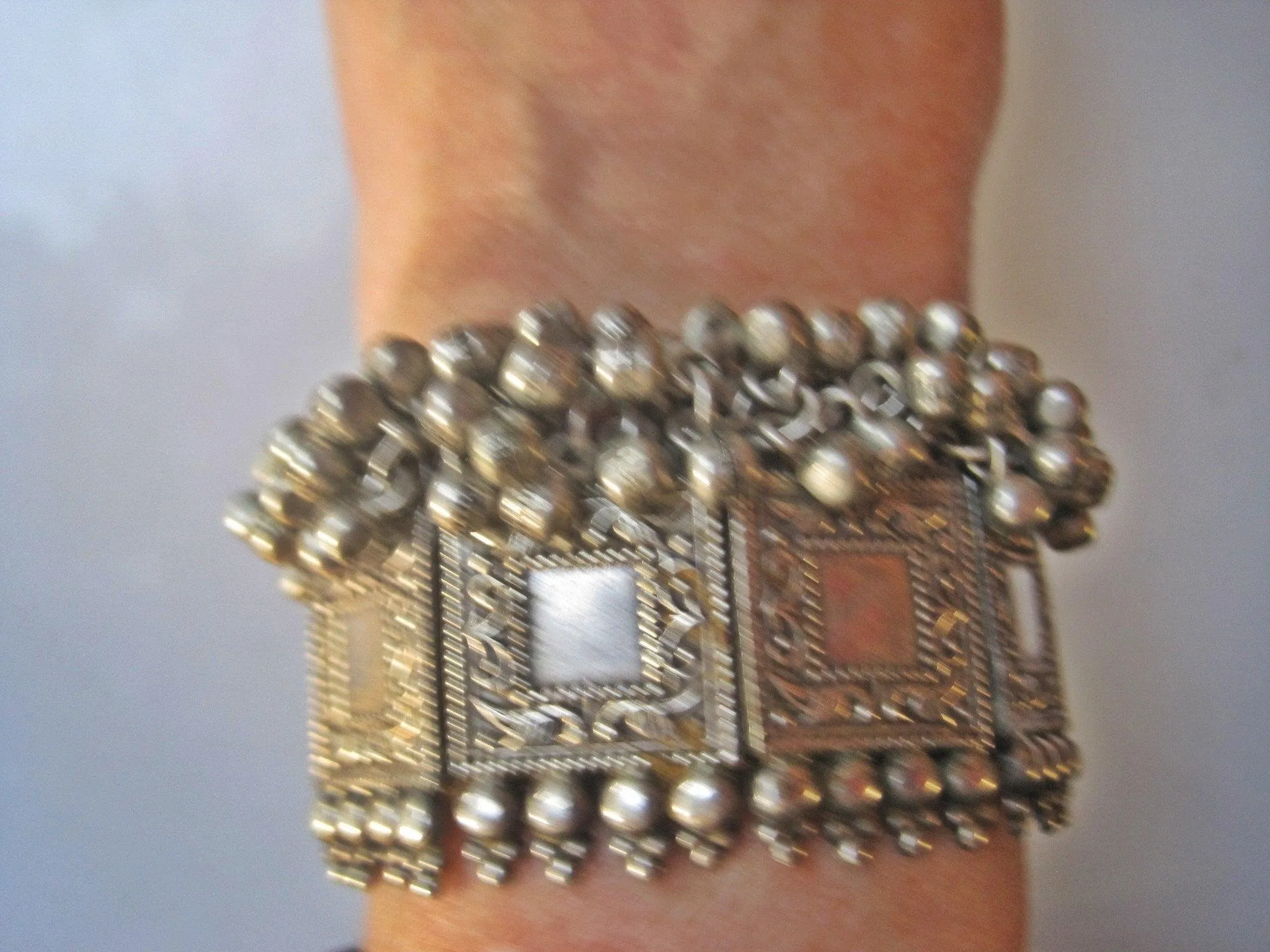 Vintage Silver Arm Indian Bracelet or Bazuband from Rajsathan