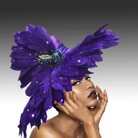 Volcano Feathered Brim Hat - Purple