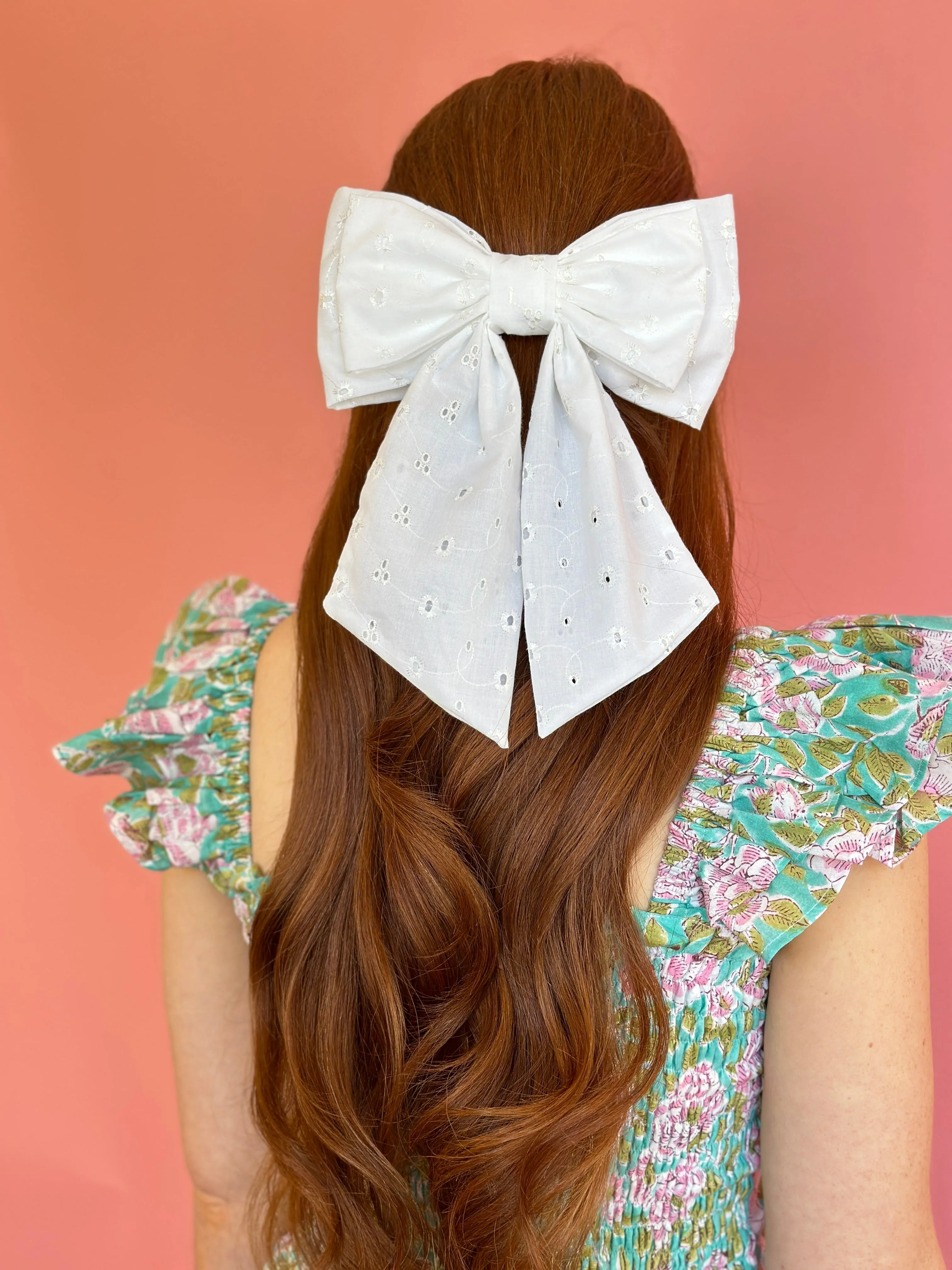 White Eyelet Hair Bow