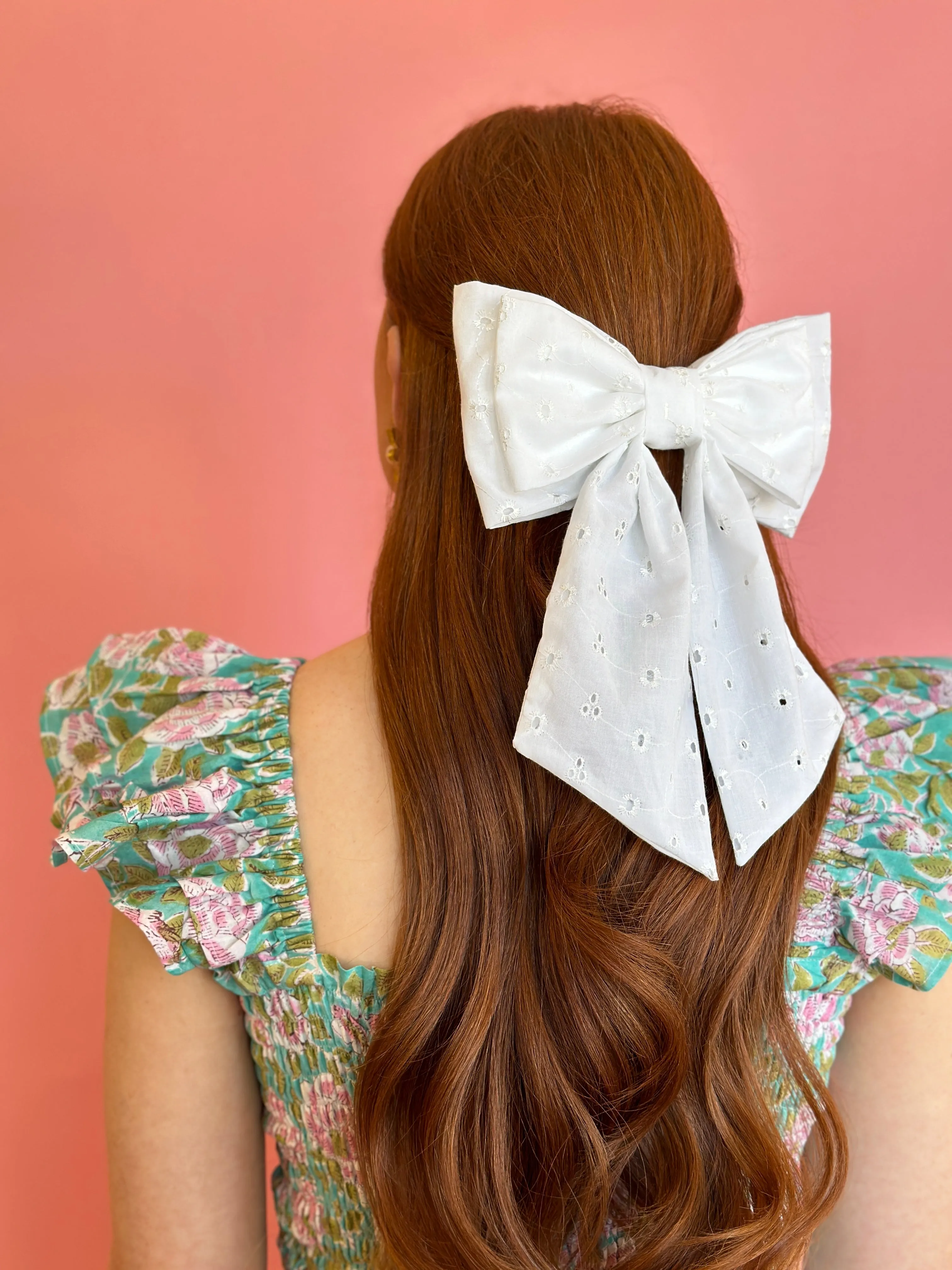 White Eyelet Hair Bow