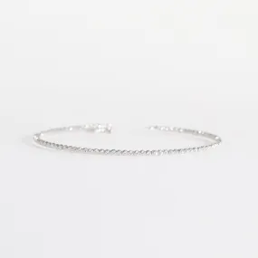 White Gold Diamond-Cut Bead Bangle