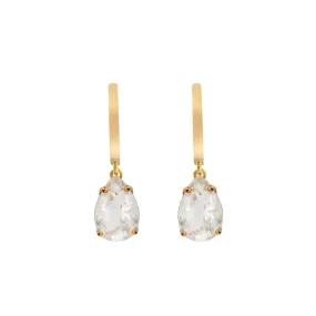 White Topaz Pear Drop Hoops YP