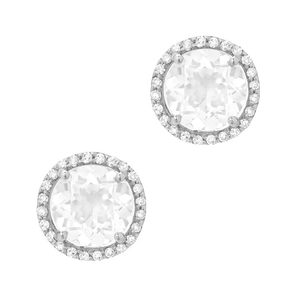 White Topaz Stud Earrings