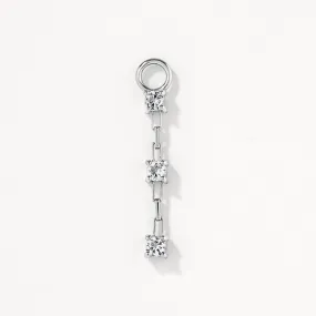 White Topaz Trio Drop Charm in Silver