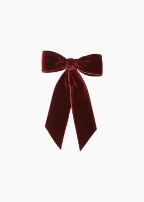 Wide Velvet Bow Barrette -- Pinot