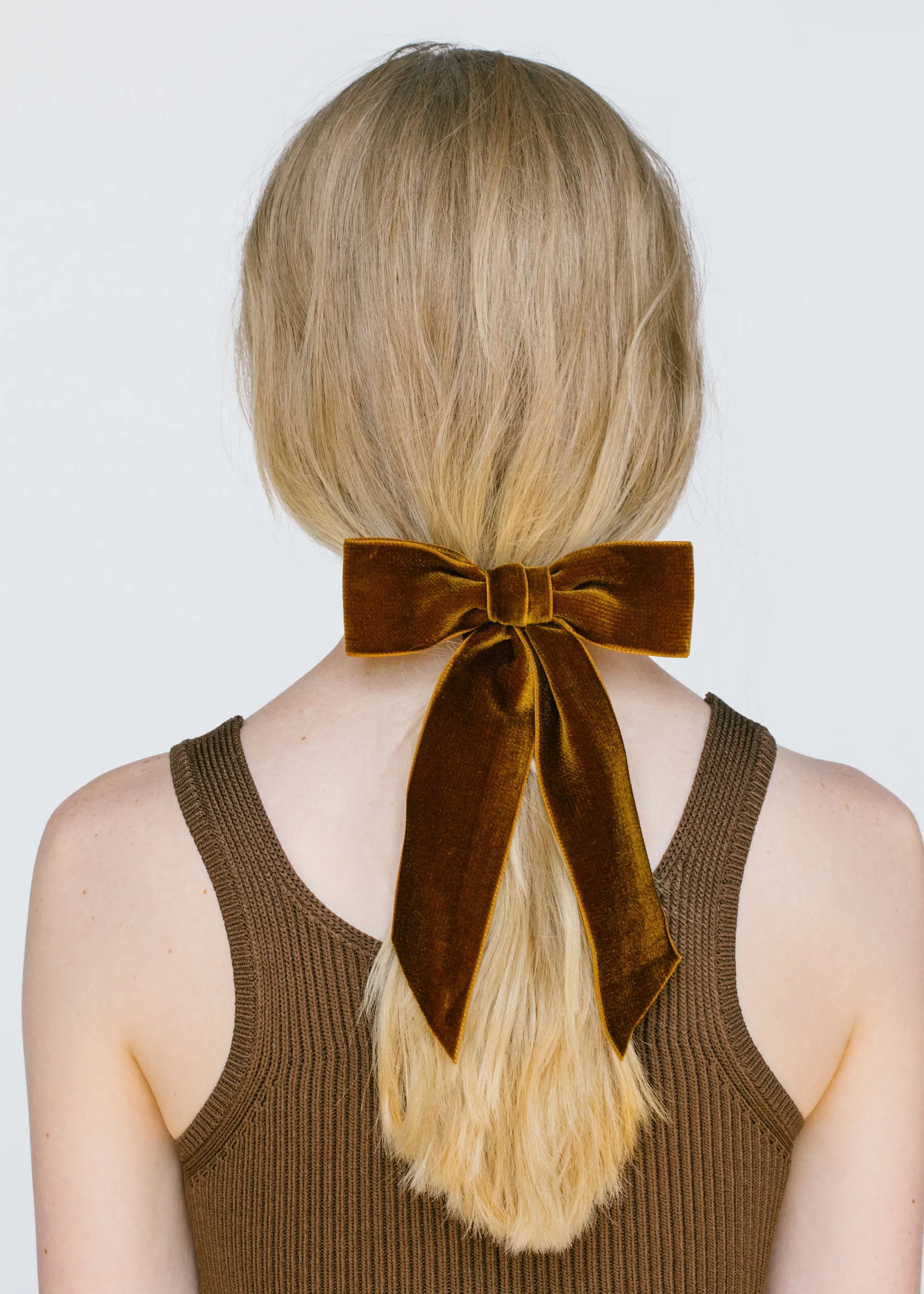 Wide Velvet Bow Barrette -- Topaz