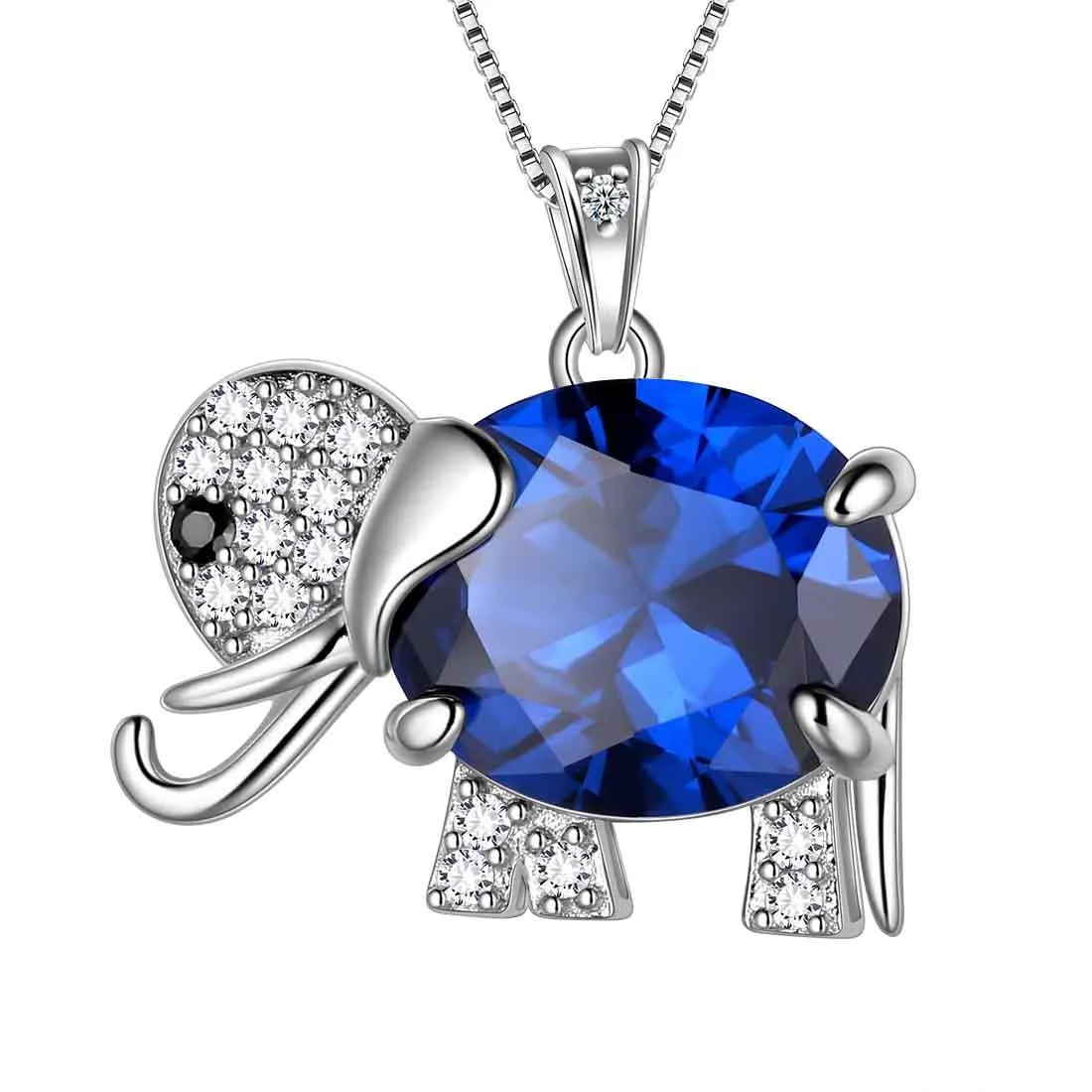 Women Elephant Necklace Earrings Ring Jewelry Set Blue September Birthstone Girls Birthday Gift