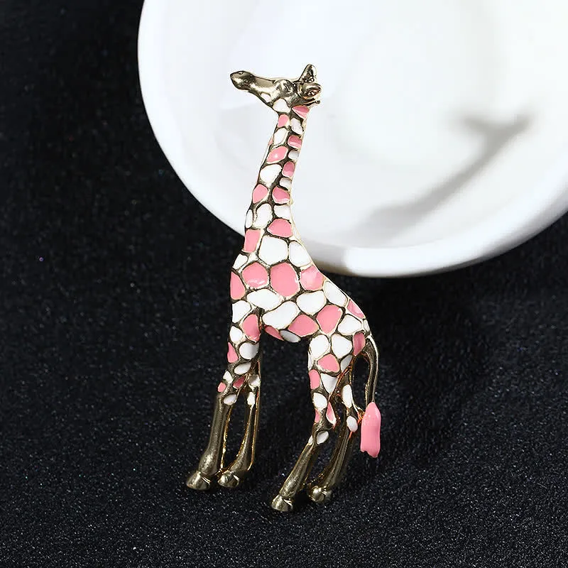 Women's Cartoon Glossy Enamel Giraffe Brooch