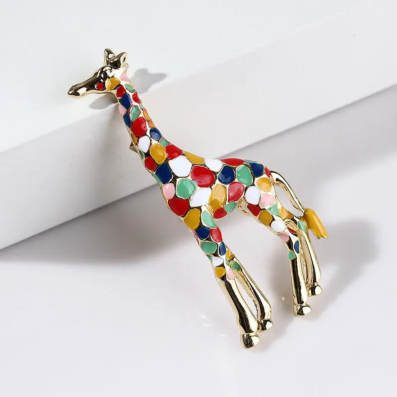 Women's Cartoon Glossy Enamel Giraffe Brooch