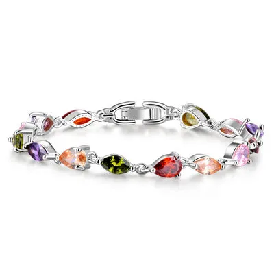 Women's Rose Gold Bracelet With AAA Colorful Cubic Zirconia