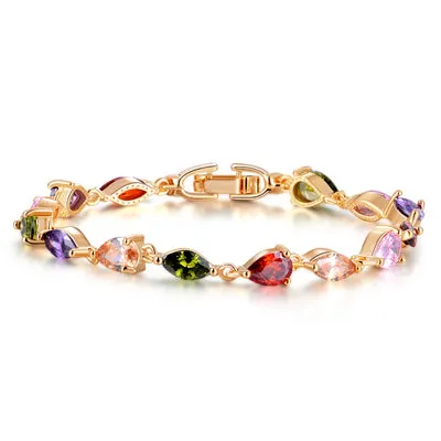 Women's Rose Gold Bracelet With AAA Colorful Cubic Zirconia