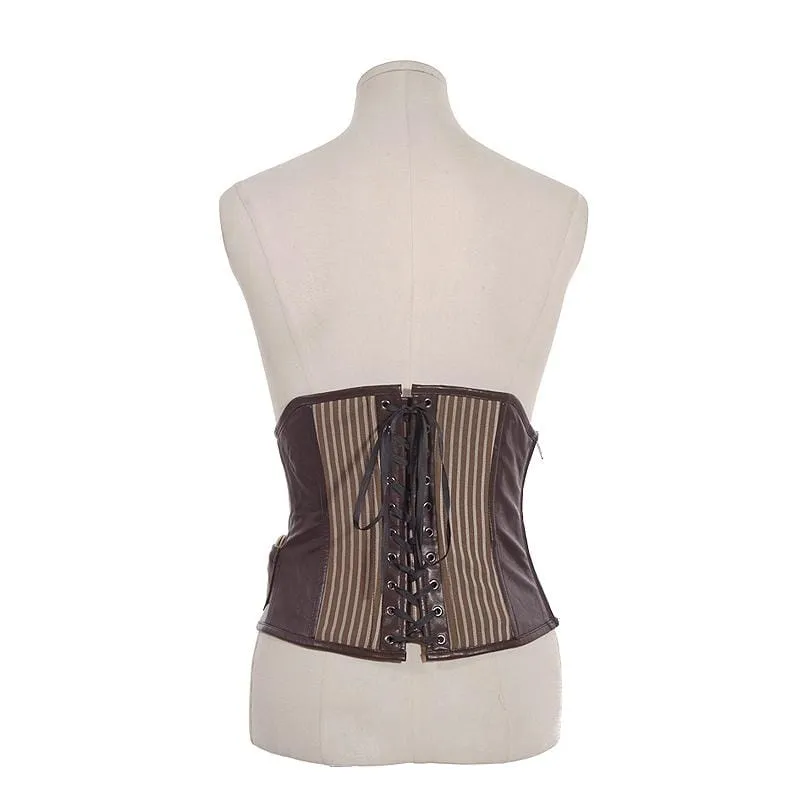 Women's Steampunk Leather and Cloth Corset