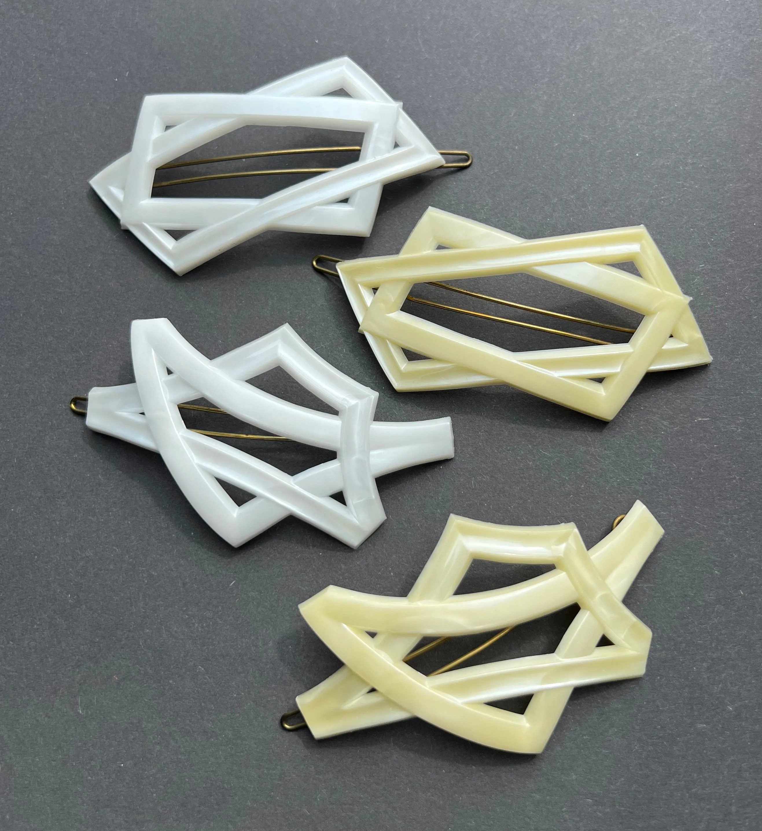 Wonderfully Modernist Vintage Lucite Hair Clips