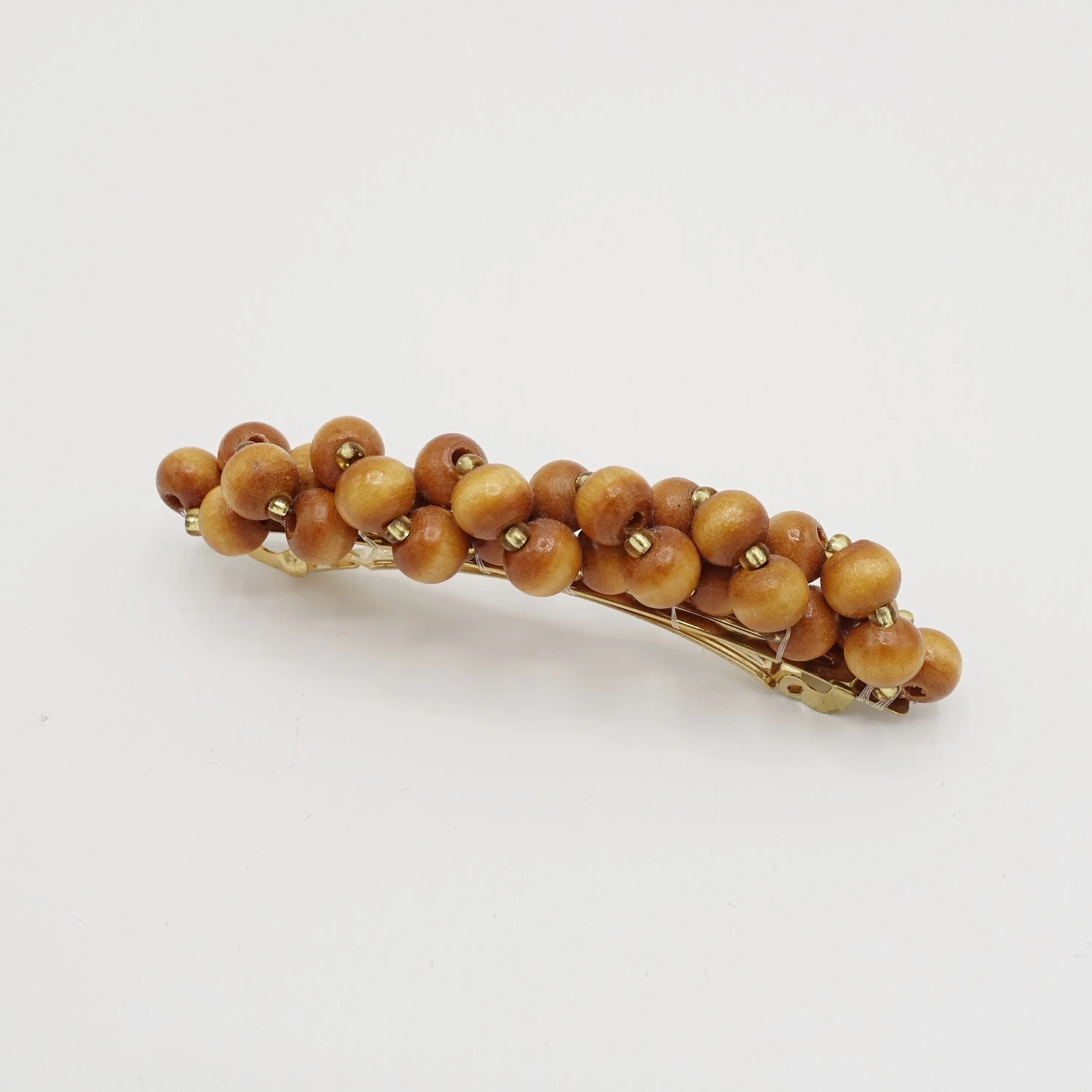 wood ball hair barrette