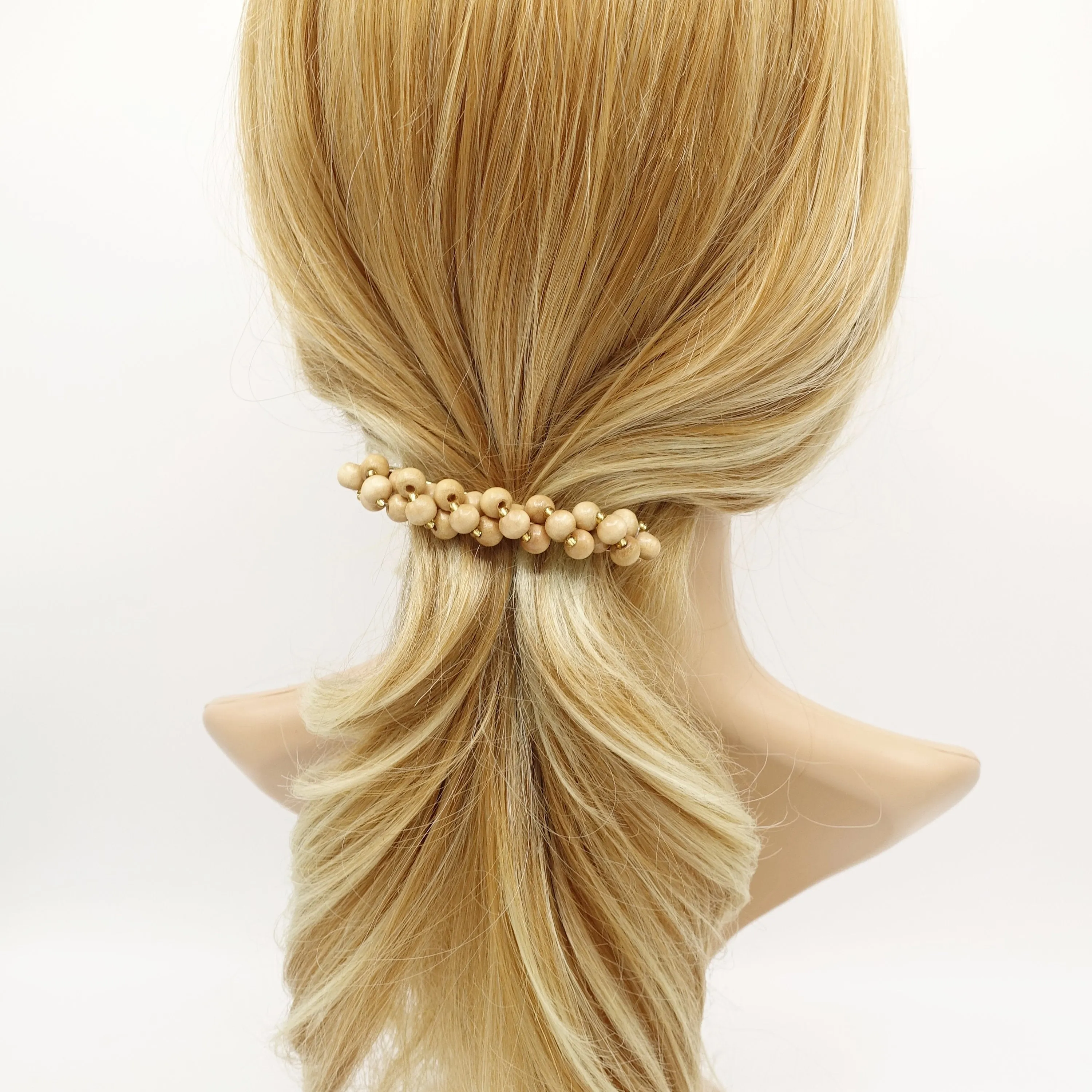 wood ball hair barrette