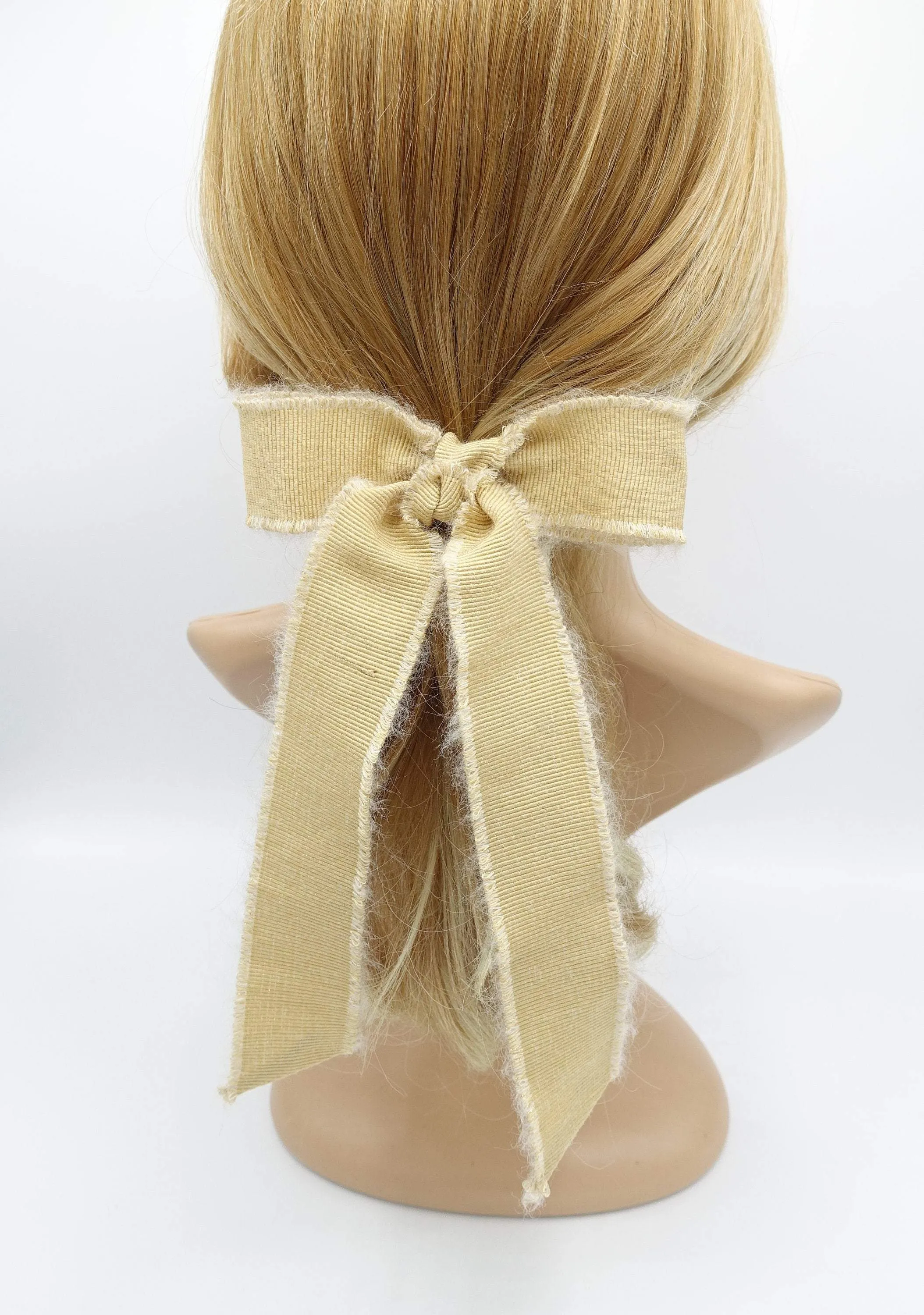 woolen hair bow frayed edge tail hair accessory for women