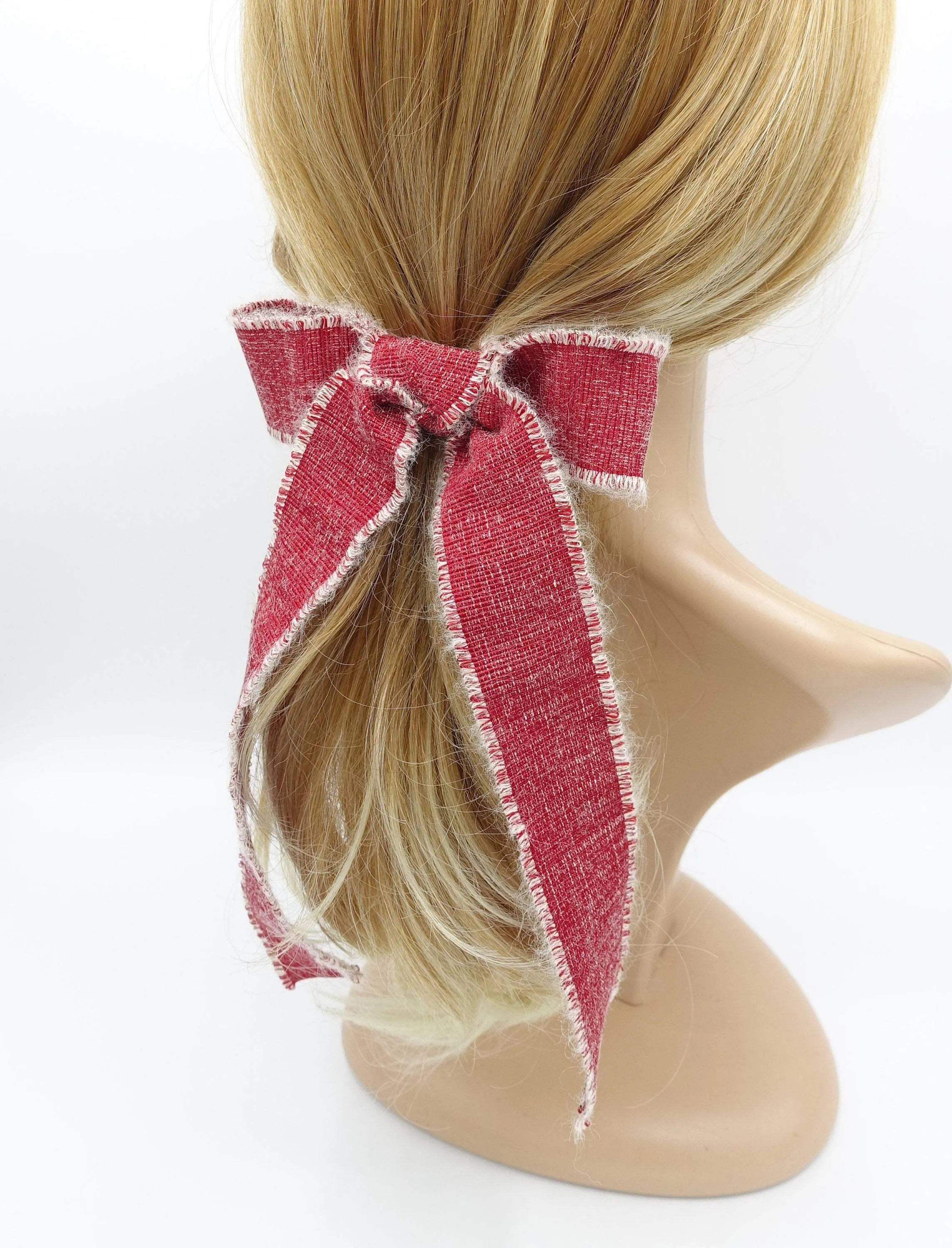 woolen hair bow frayed edge tail hair accessory for women