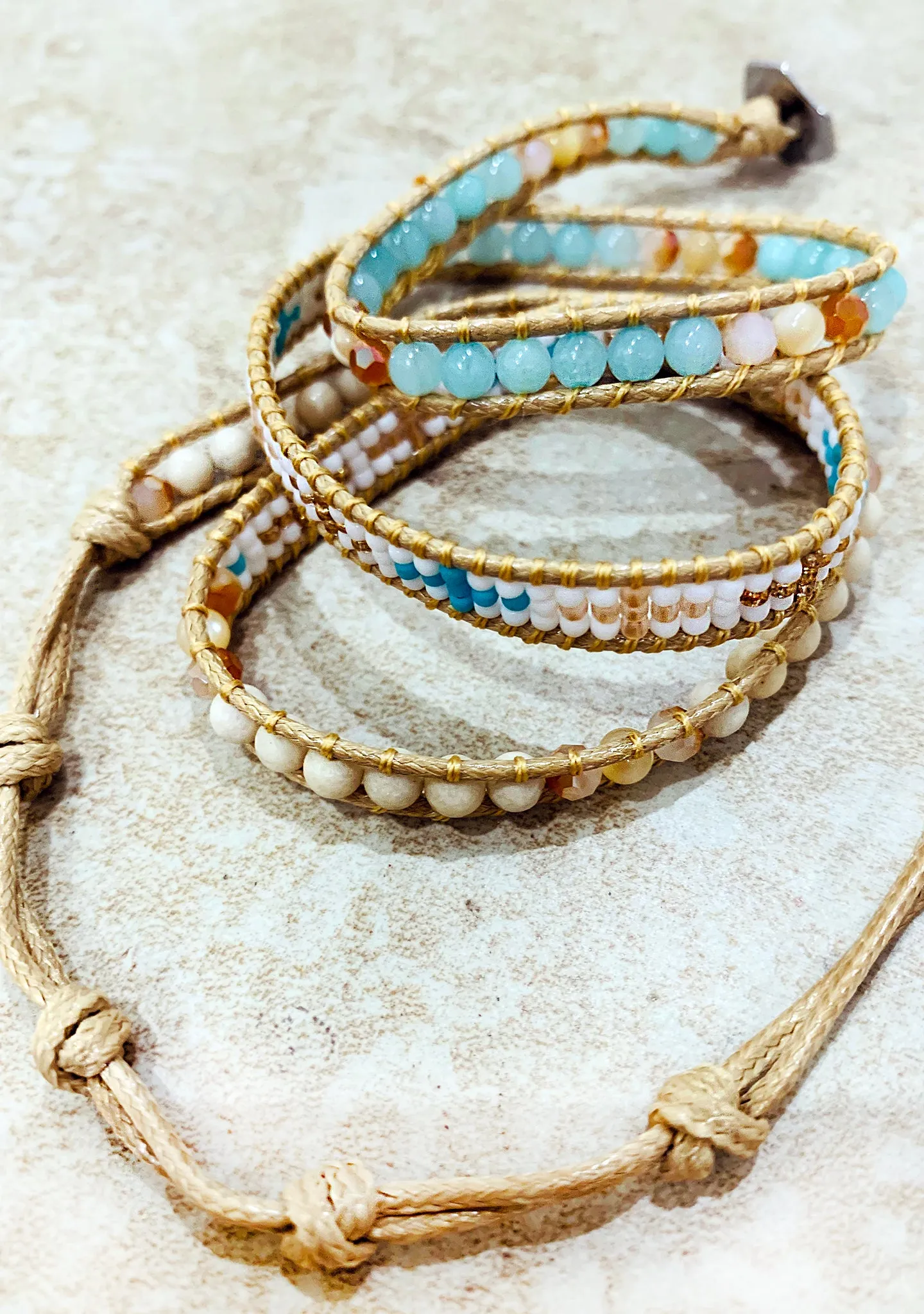 X Katie Soleil Horizon Triple Wrap Beaded Bracelet