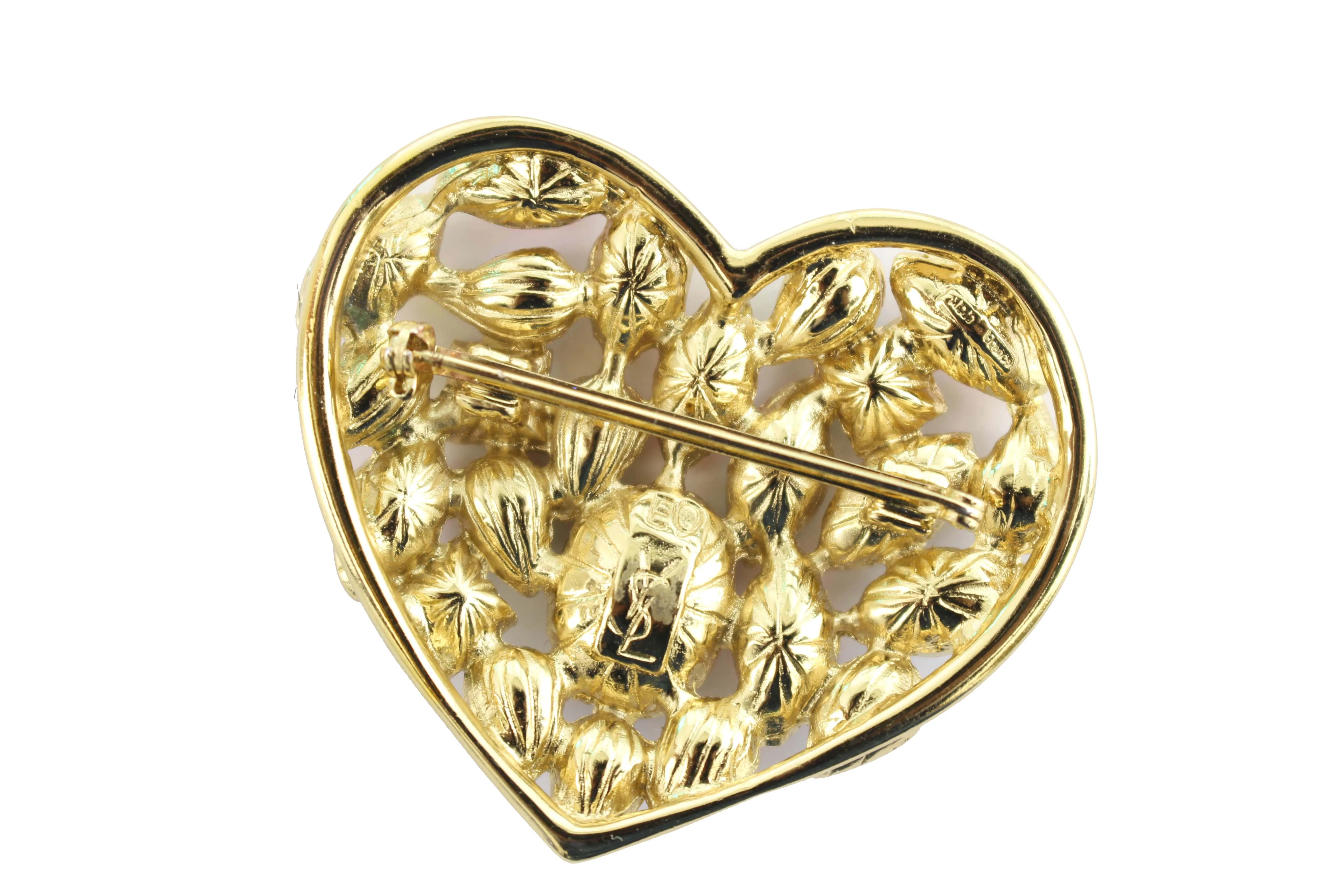 YVES SAINT LAURENT multicolor heart brooch