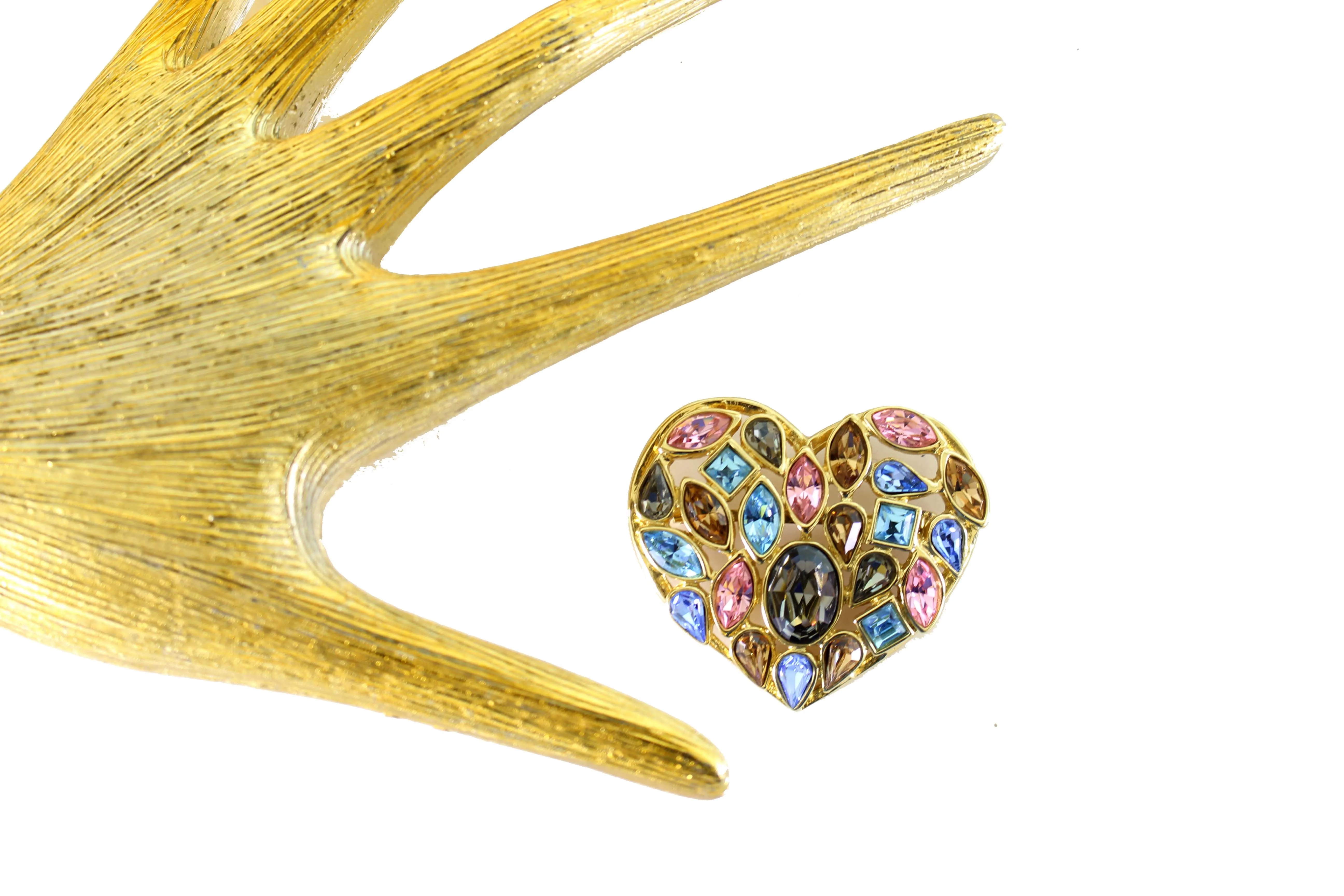 YVES SAINT LAURENT multicolor heart brooch