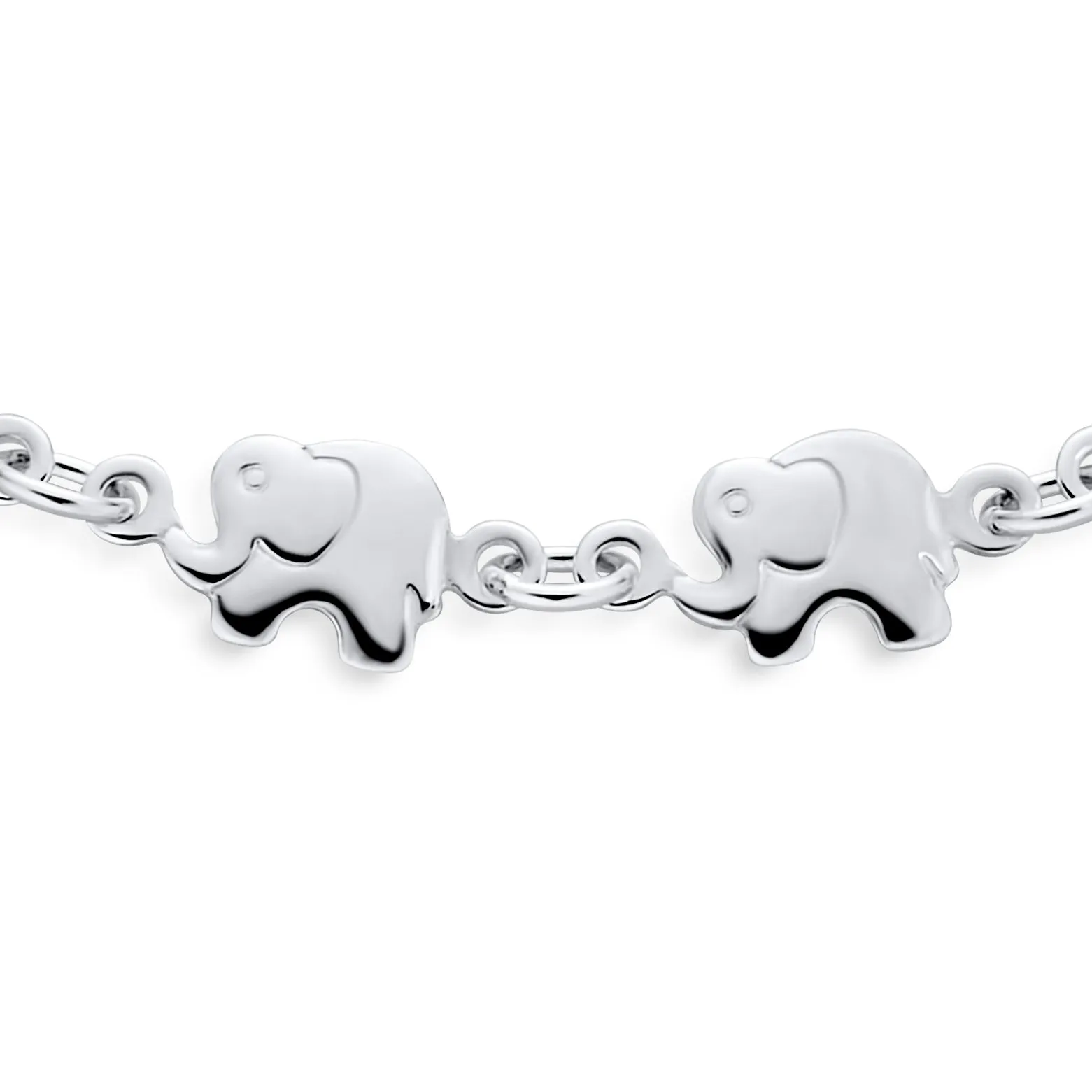 ZOO Animal Caravan Lucky Elephant Charm Bracelet in Sterling Silver 7.5 Inch